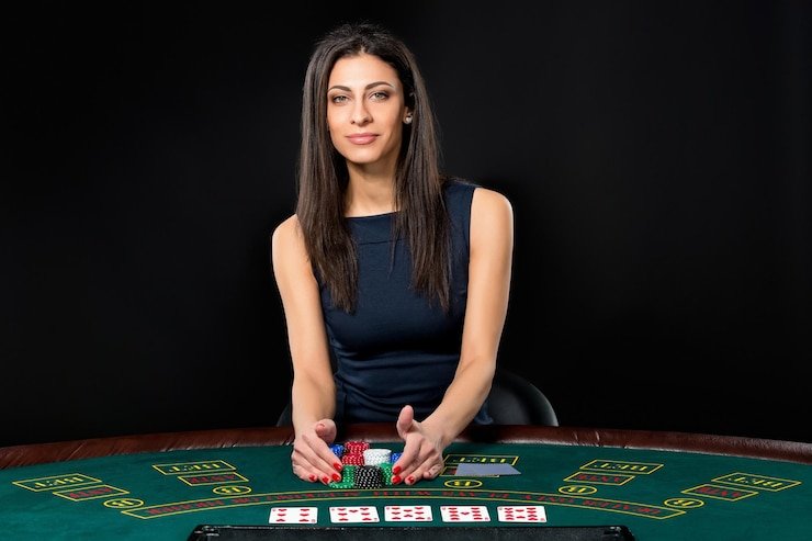 Tampilan chip dan meja Texas Hold'em Bonus